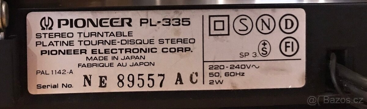 Gramofon PIONEER PL-335 (ROK 1990) PLNÝ AUTOMAT ,NOVÝ ŘEMÍNE - 6