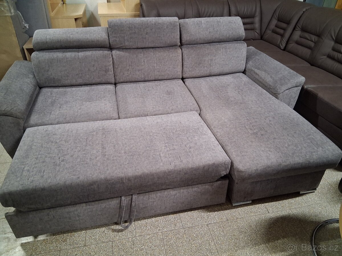 Sedačka rohová rozkládací šedivá - 6
