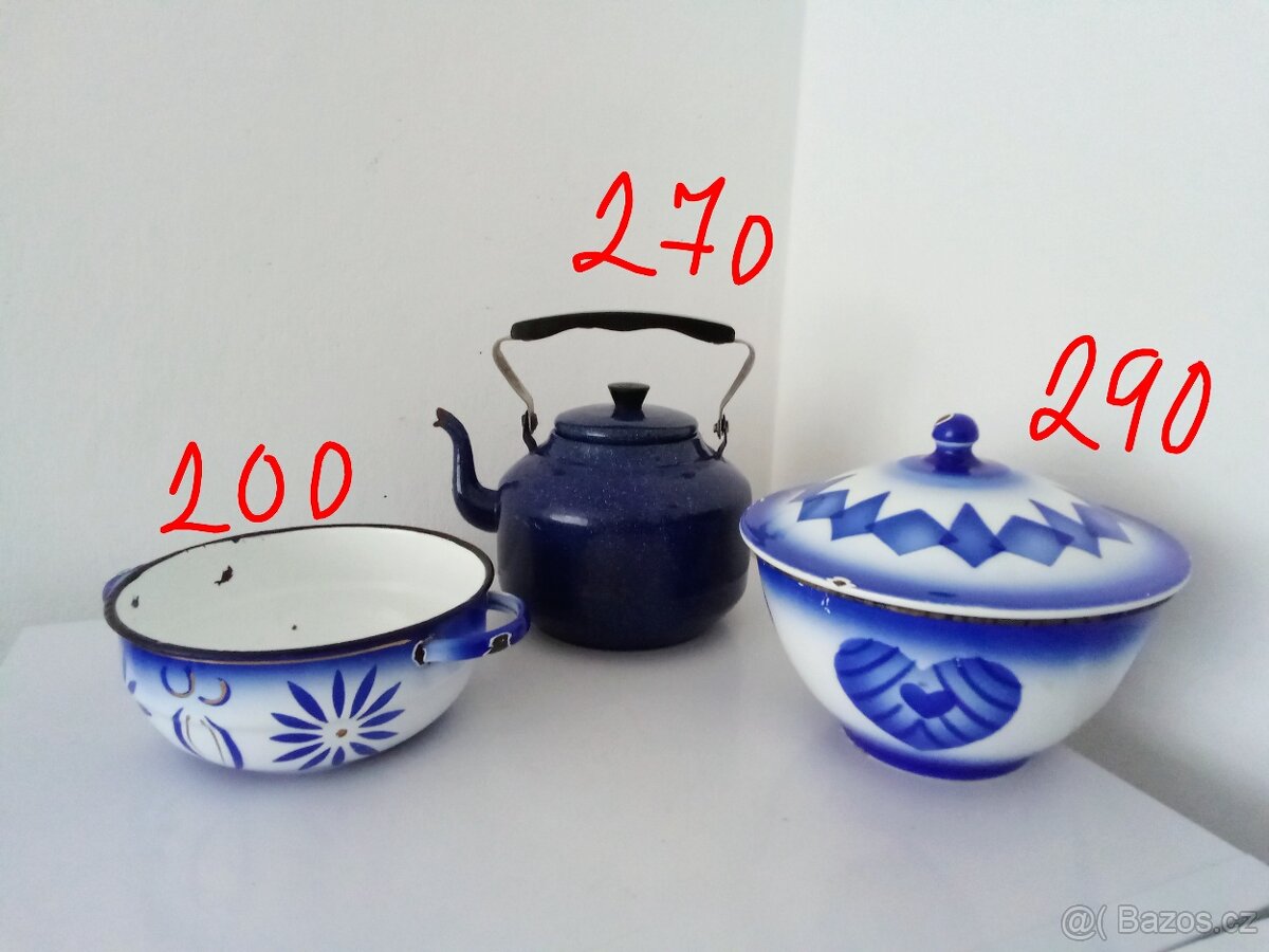 Staré, barevné smaltované nádobí - 6