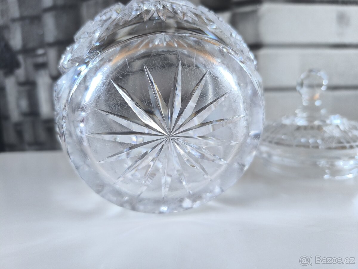 Ručně broušená křišťálová dóza - cukřenka - 6