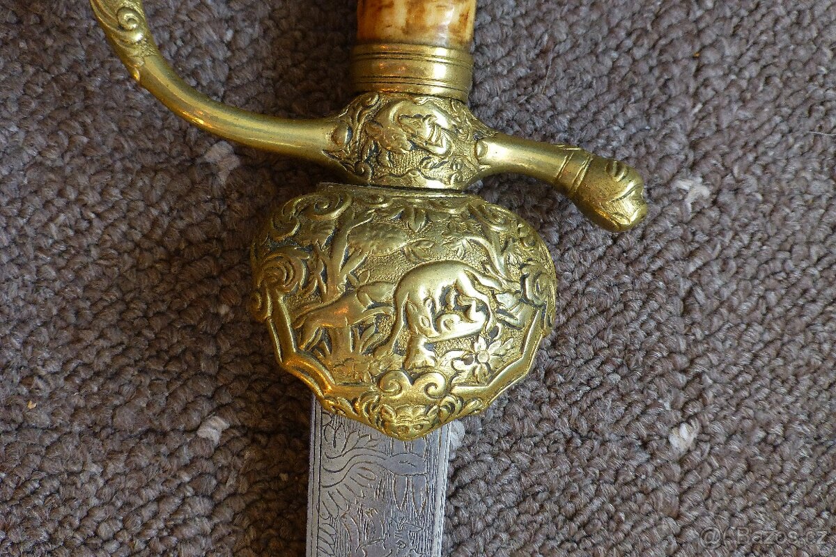 Lovecký tesák - Asi 18. století - Rytá čepel - 6