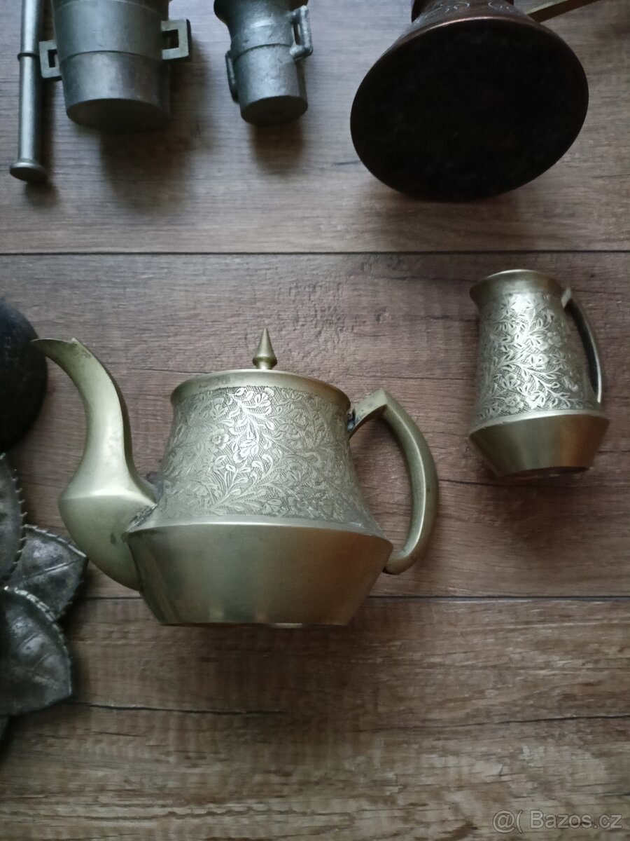 Hmoždíř,džezva,svícen,konvice,alpaka. - 6