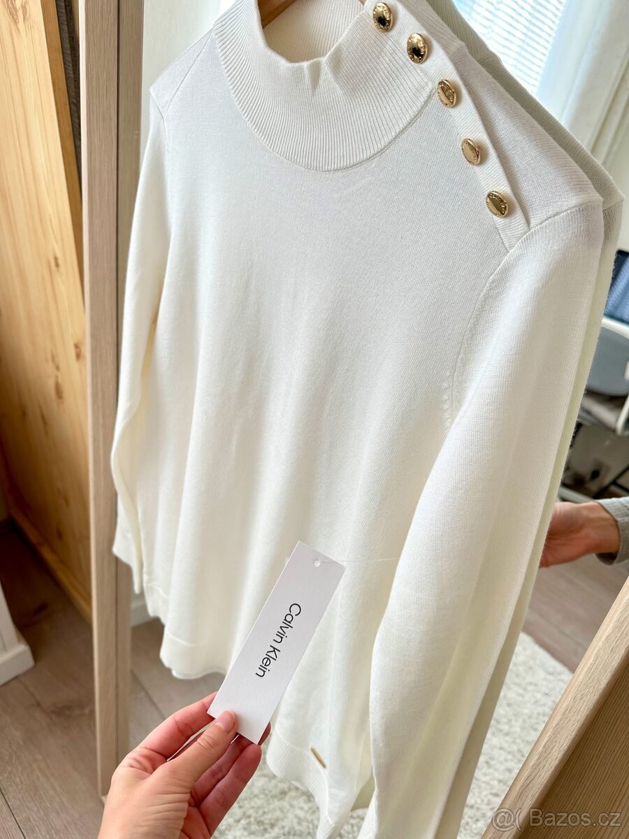 BÍLÝ ELEGANTNÍ SVETR / ROLÁK CALVIN KLEIN - 6