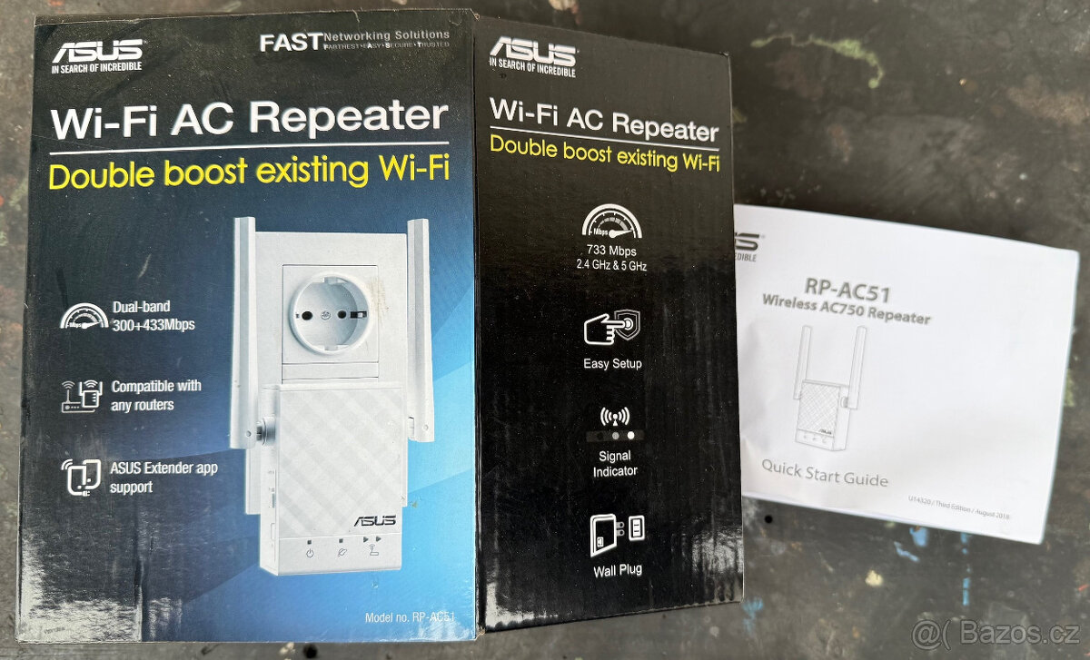 Wi-Fi router Asus RT-AC55U + Wi-Fi extender Asus RP-AC51 - 6