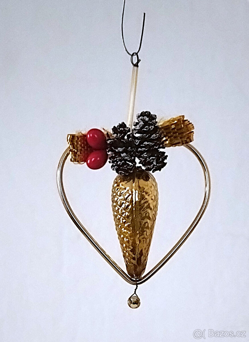 vánoční ozdoby – srdíčka - 6