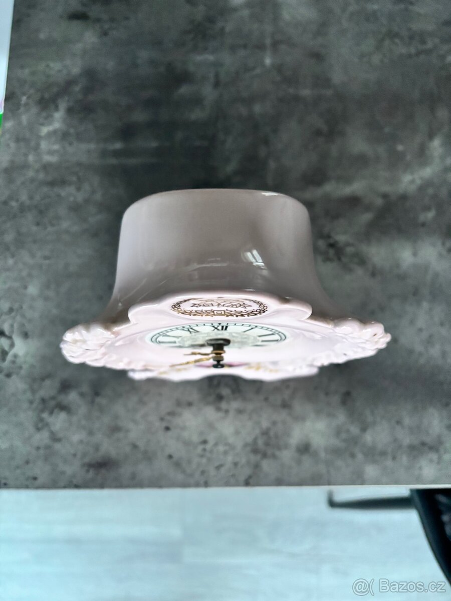 Růžový porcelán - hodiny - 6