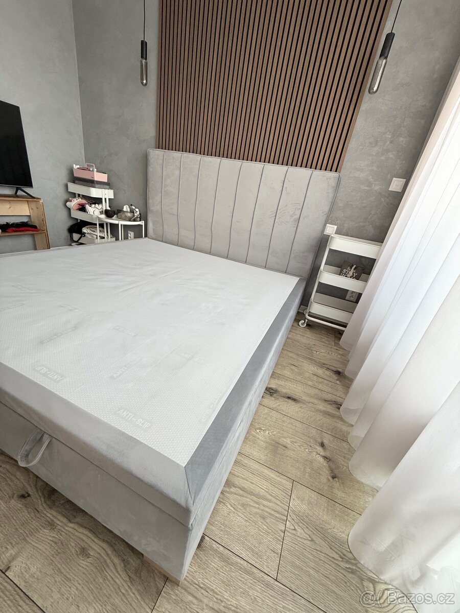 Postel manželská - šedý samet - 6