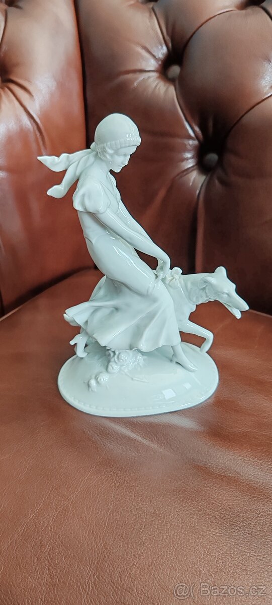 starožitná porcelánová soška, art deco - 6