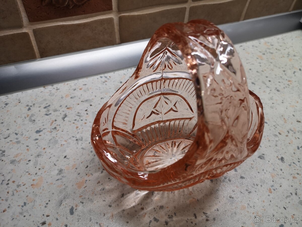 Skleněný košík, růžový - 6