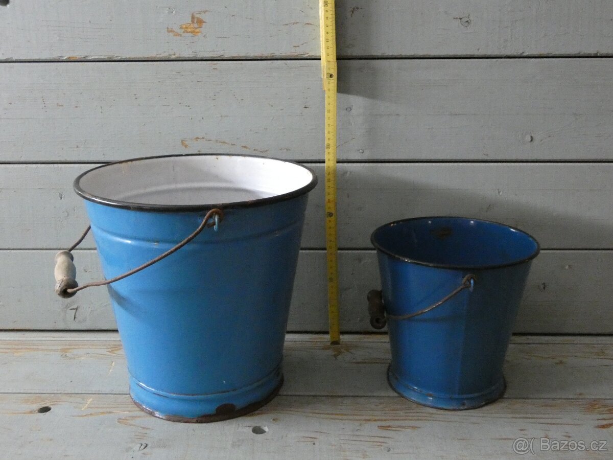 Smaltovaný modrý kýbl 2 ks - 6