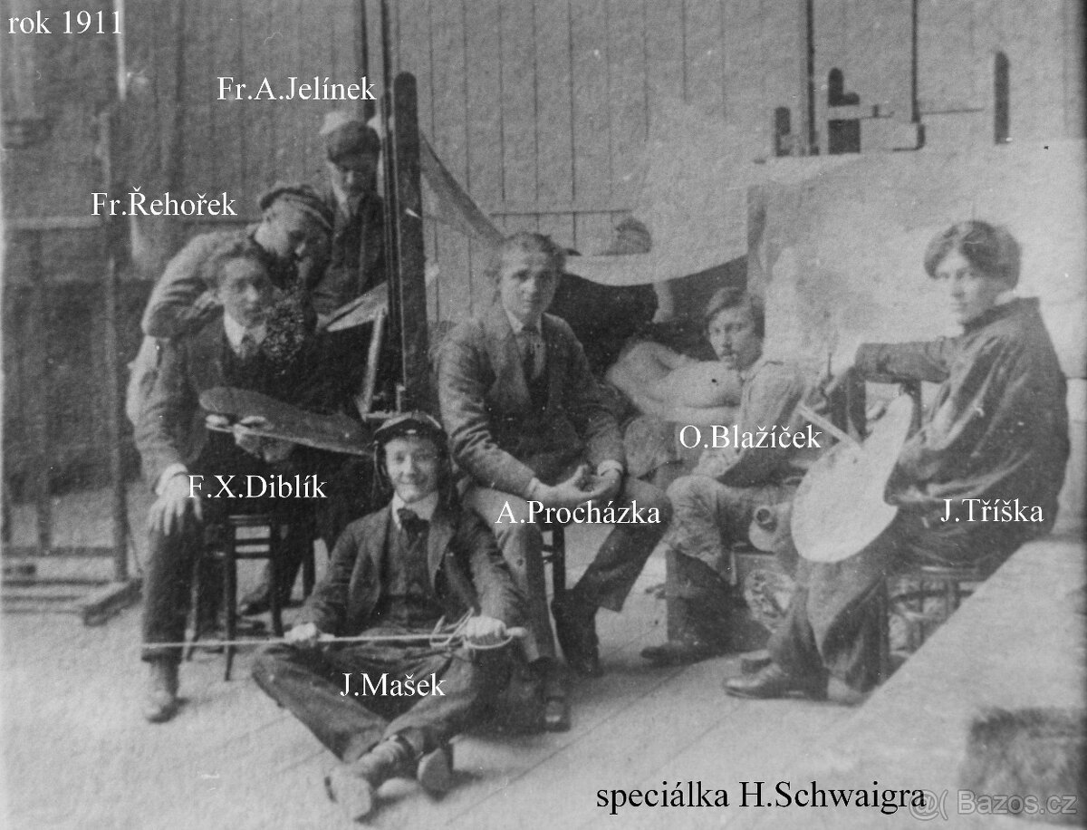 OBRAZ OLEJ NA KARTONU MALÍŘ ANASTAS PROCHÁZKA - 6