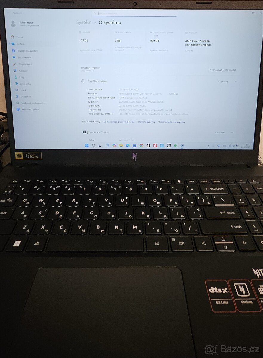 Prodám notebook Acer Nitro V15 - 6