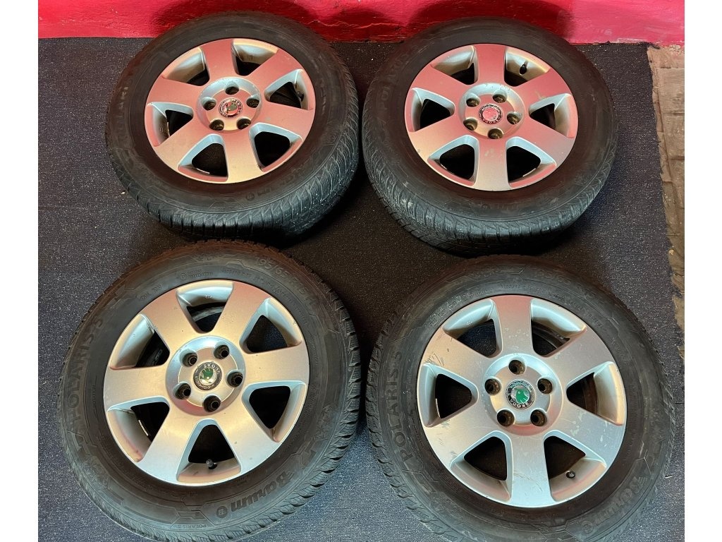 ALU disky 5x112 R15 Škoda 6Jx15H2 ET 47 se zimními pneu 195/ - 6