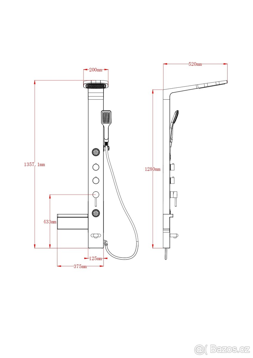 Prodám ČERNÝ SPRCHOVÝ PANEL - 6