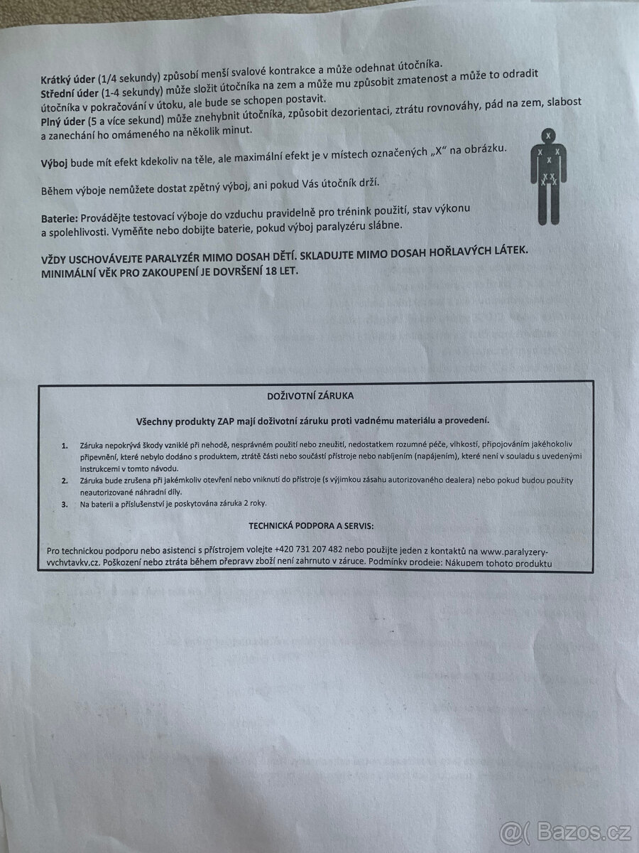 Zap Cane paralyzační hůl 1 000 000 v.; dále ruční paralyzér - 6