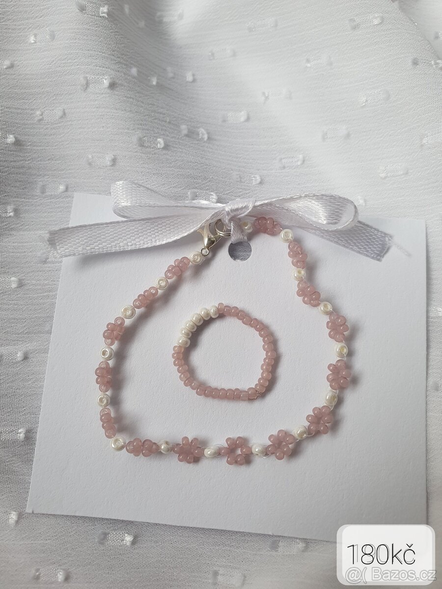 Krásné korálkové šperky, prstýnky, náramky-ruční výroba - 6