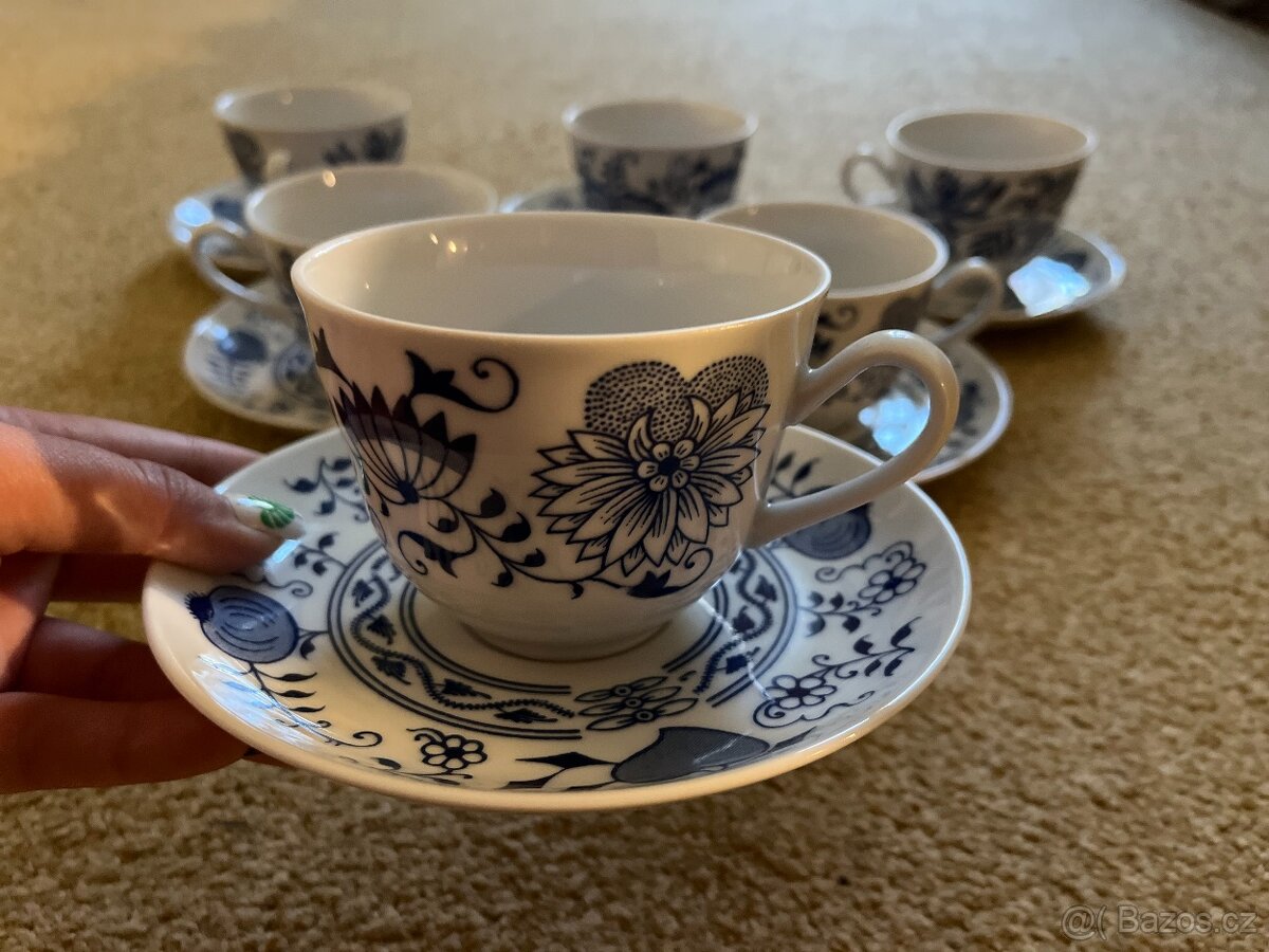 Kávový/ čajový servis - cibulák, šálky 6 ks - 6