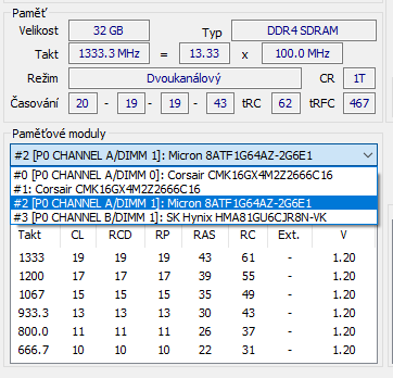 16GB nebo 32GB DDR4 2666 - 6