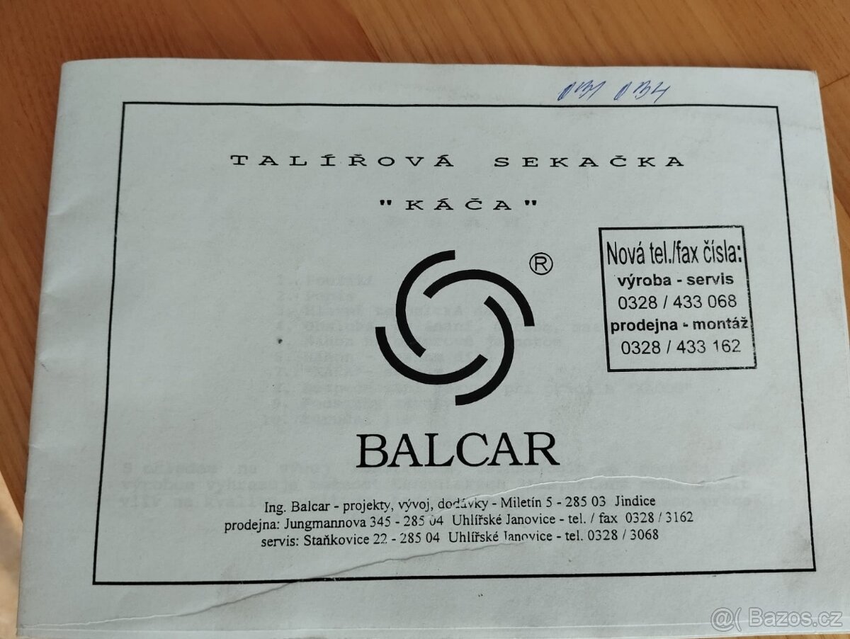 Zahradní talířová sekačka "Káča" značky Balcar - 6