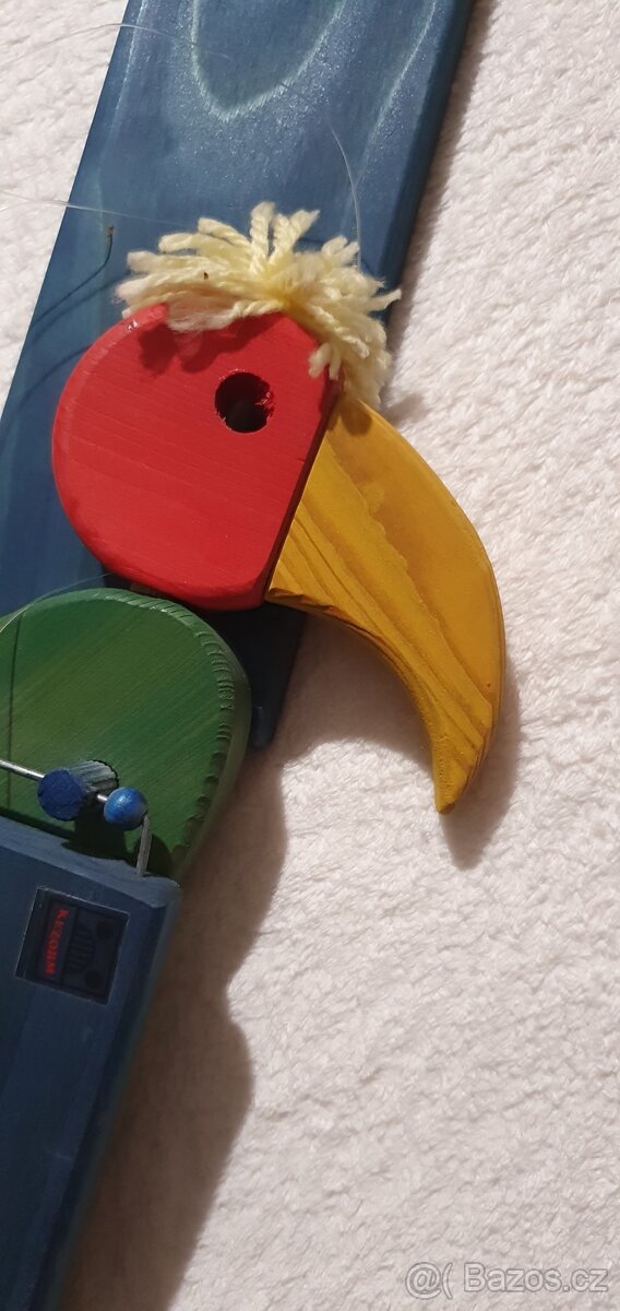 Závěsná dekorace dřevěný papoušek - velký - 6