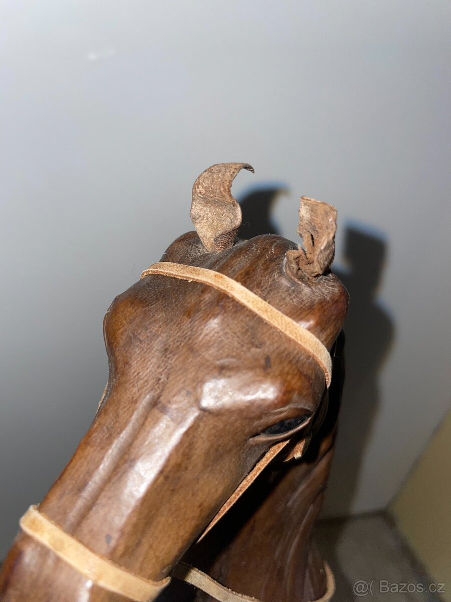 Retro / vintage kožená socha / figurka koně - 6