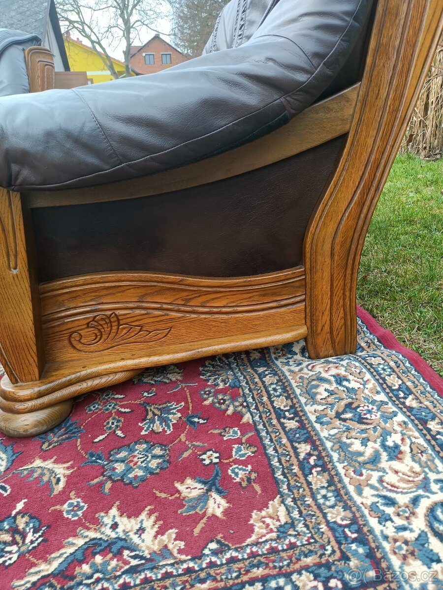Kožená rustikální sedací souprava 3 - 2 - 1. - 6