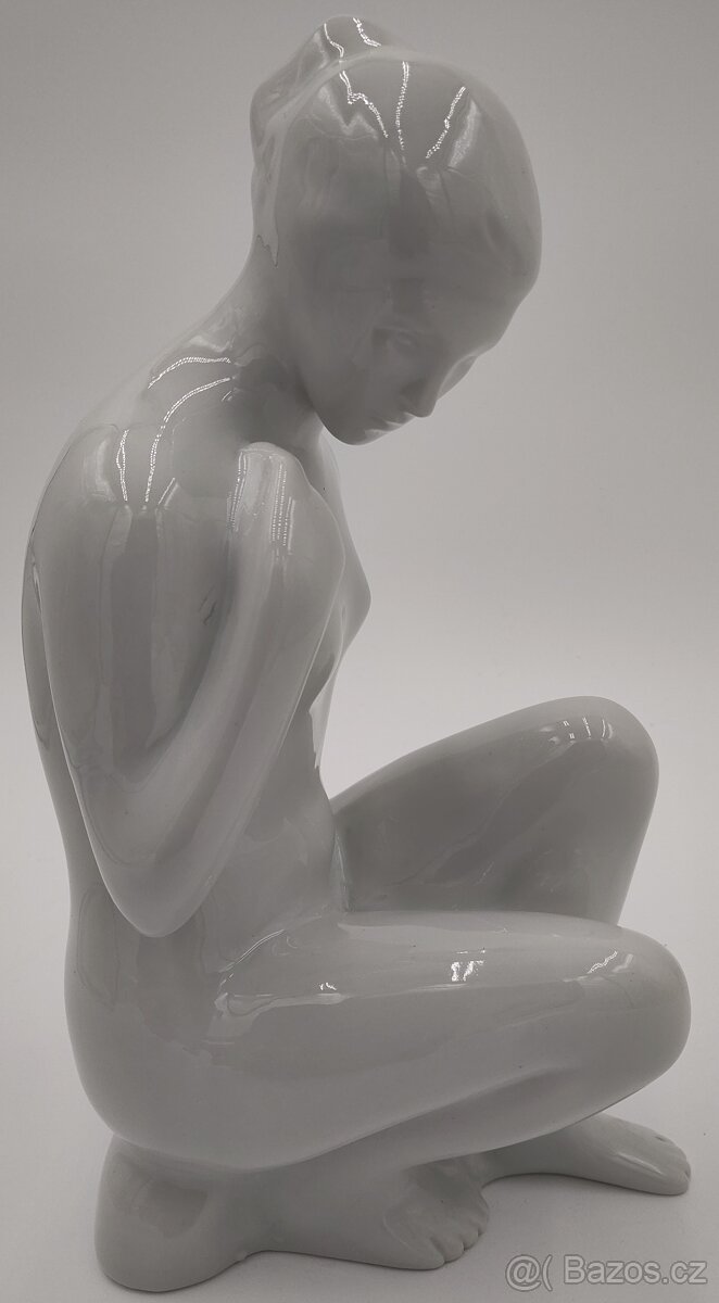 Krásná starožitná porcelánová soška Akt mladé ženy 26,5 cm - 6