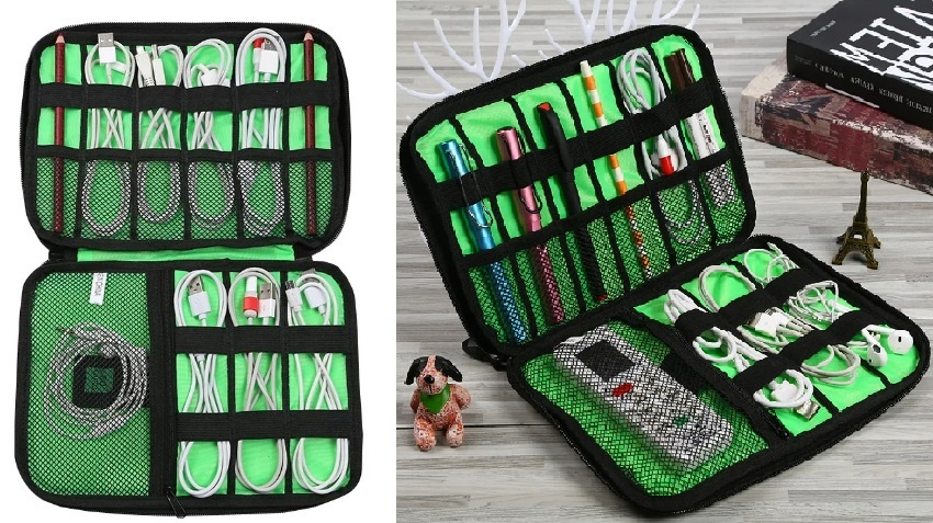 Taška/brašna na kable, nabíječky tablet nová růžová/černá - 6