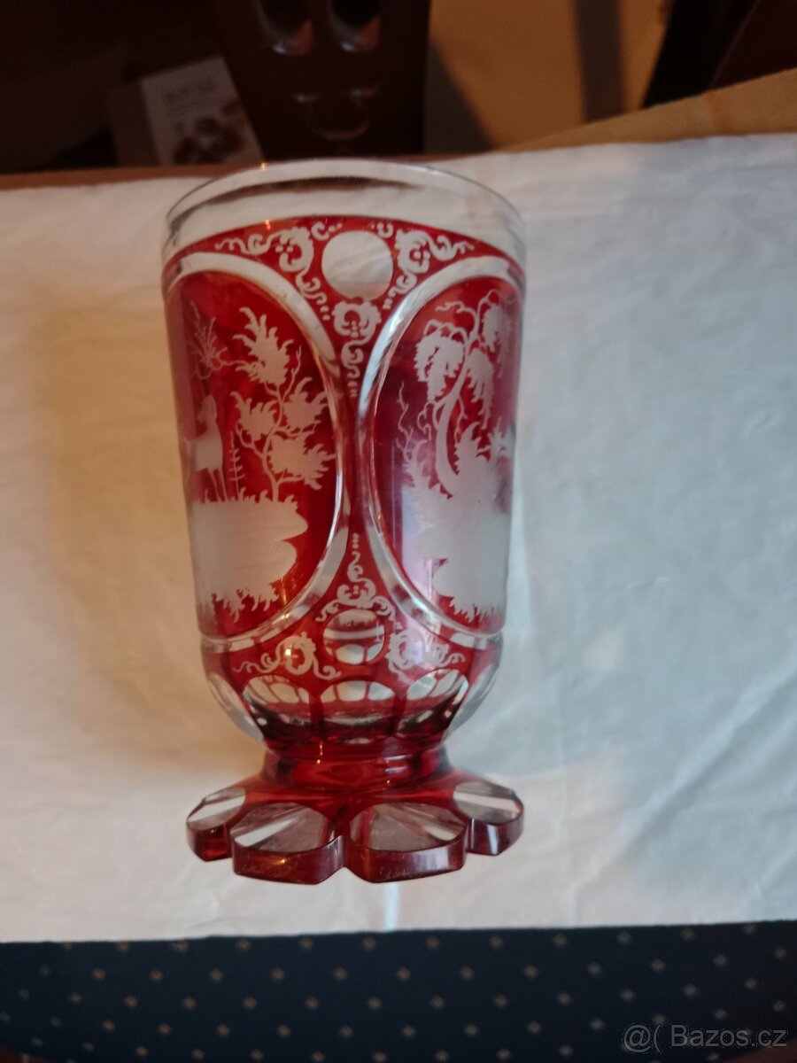 Hodně stará bohatě broušená sklenice - 6