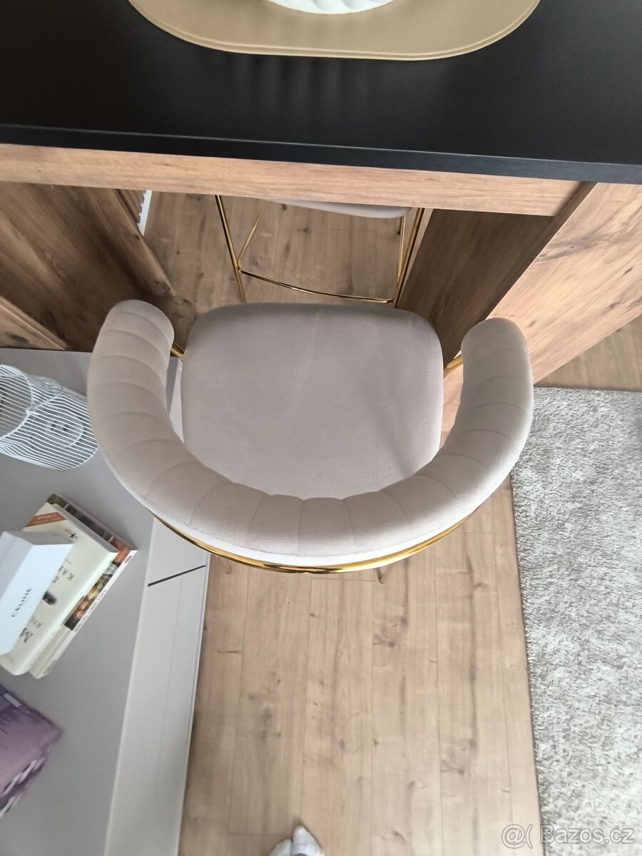 Barová židle BADIA - béžový samet 2ks - 6