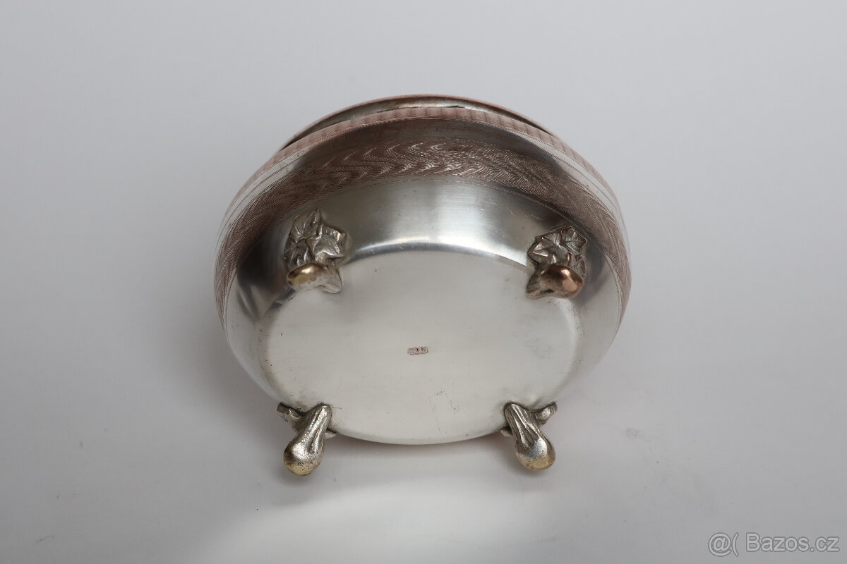 dóza krabička secesní, art deco postříbřená - 6