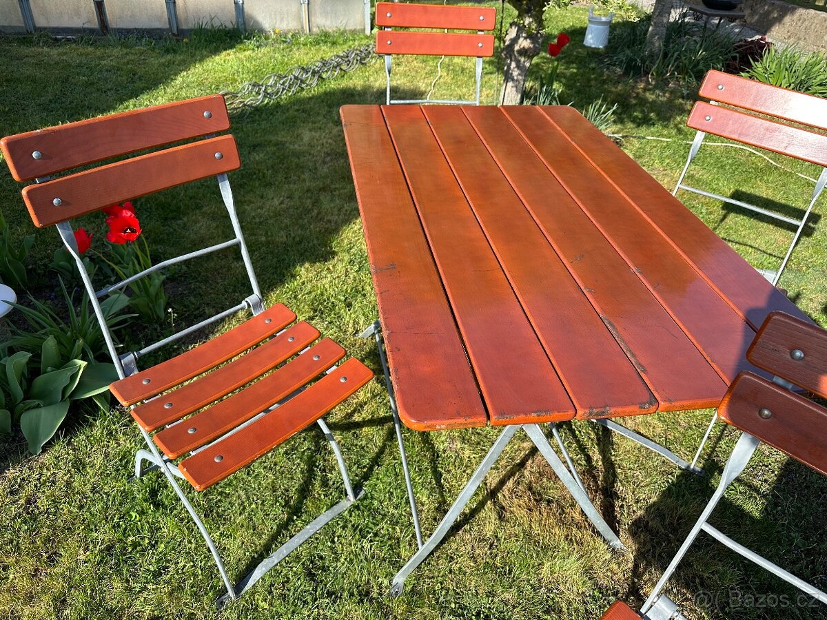 Pivní židle a stoly, PROFI kvalita 24ks židlí, 5ks stůl - 6