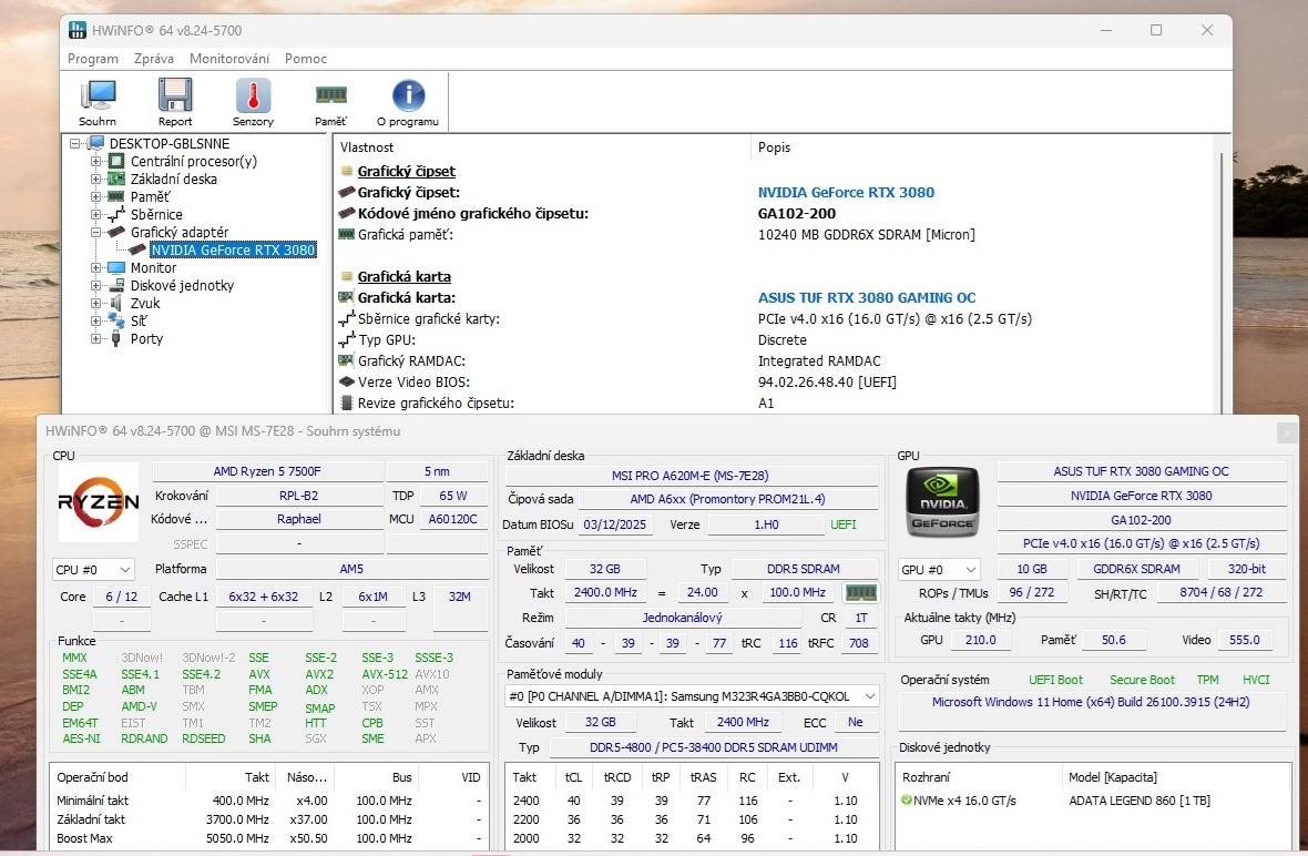 ⭐Herní PC-RTX 3080 10GB/Ryzen 7500F AM5 /1TB/32GB RAM/ZÁRUKA - 6