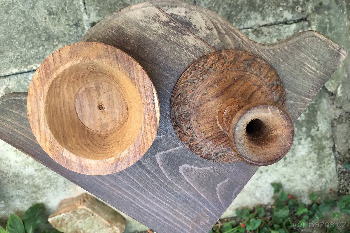 Dekorace z Indie, dřevo, 5ks - 6