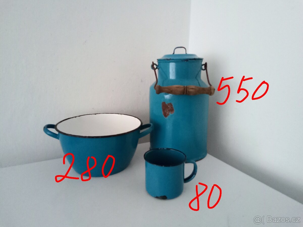 Staré, modré, smaltované nádobí - 6