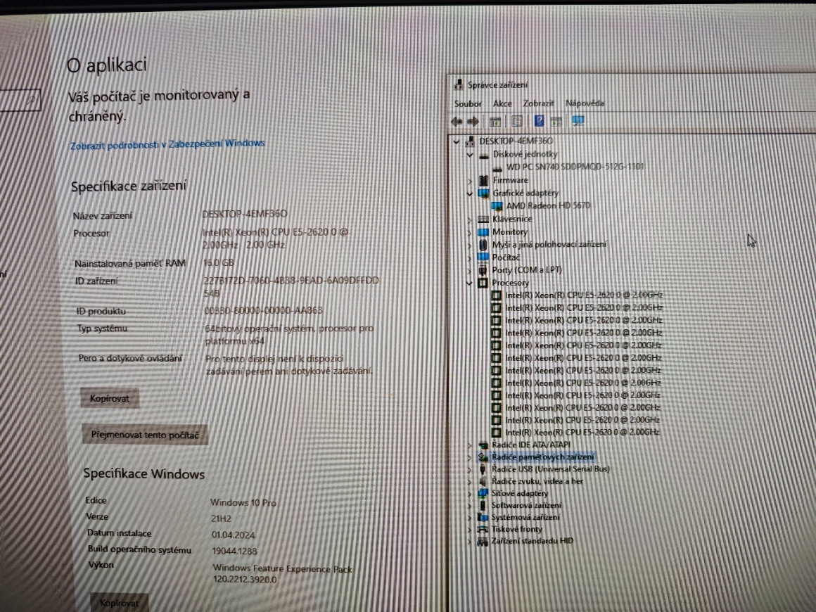 Počítač Intel Xeon E5-2620 6 jad 12 vlák 16GB DDR3 512GB SSD - 6