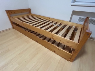 Masivní dřevěná postel s výsuvným druhým lůžkem + 1× matrace - 6