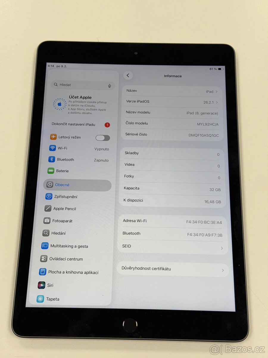 iPad 8 generace ✅ 32GB Wi-Fi - 6