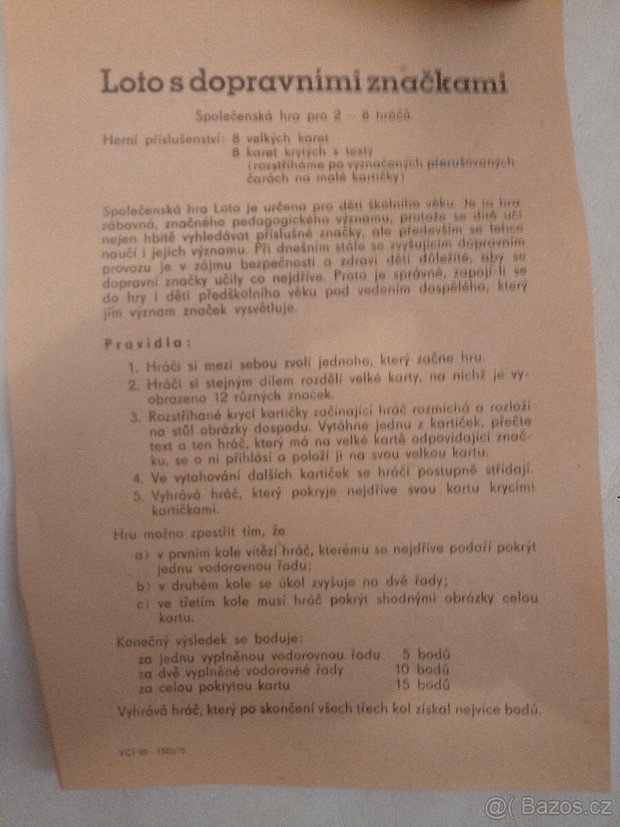 Retro společenská hra DOPRAVNÍ LOTO - TOFA SEMILY - 6