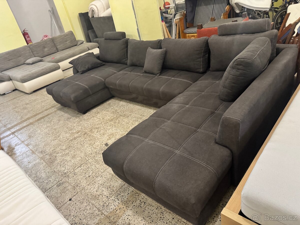 Kvalitní hnědá veliká sedací souprava ROZKLÁDACÍ - 6