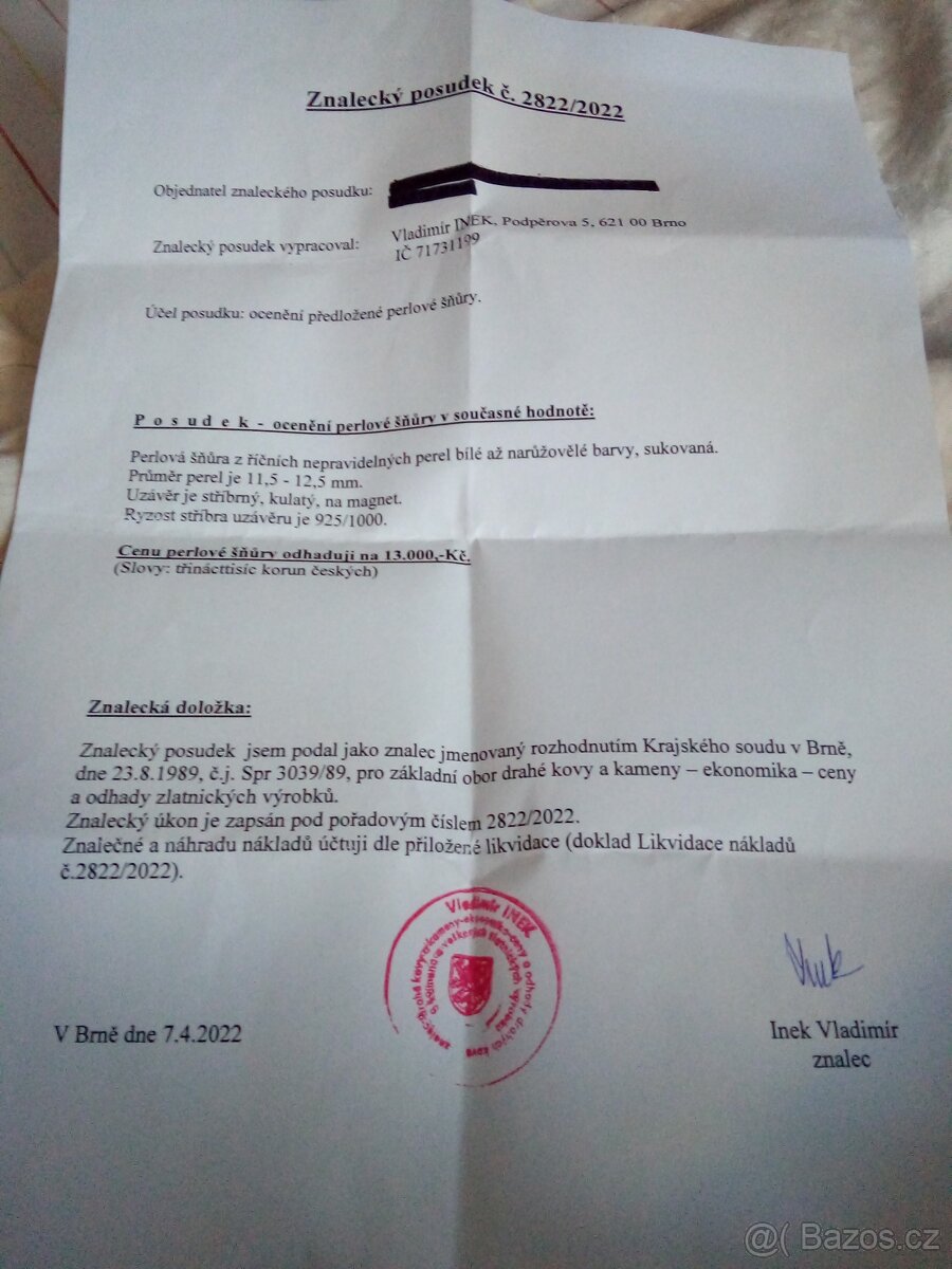 perlová šňůra,zlatá Davidova hvězda,vintage kříž zlato+akvam - 6