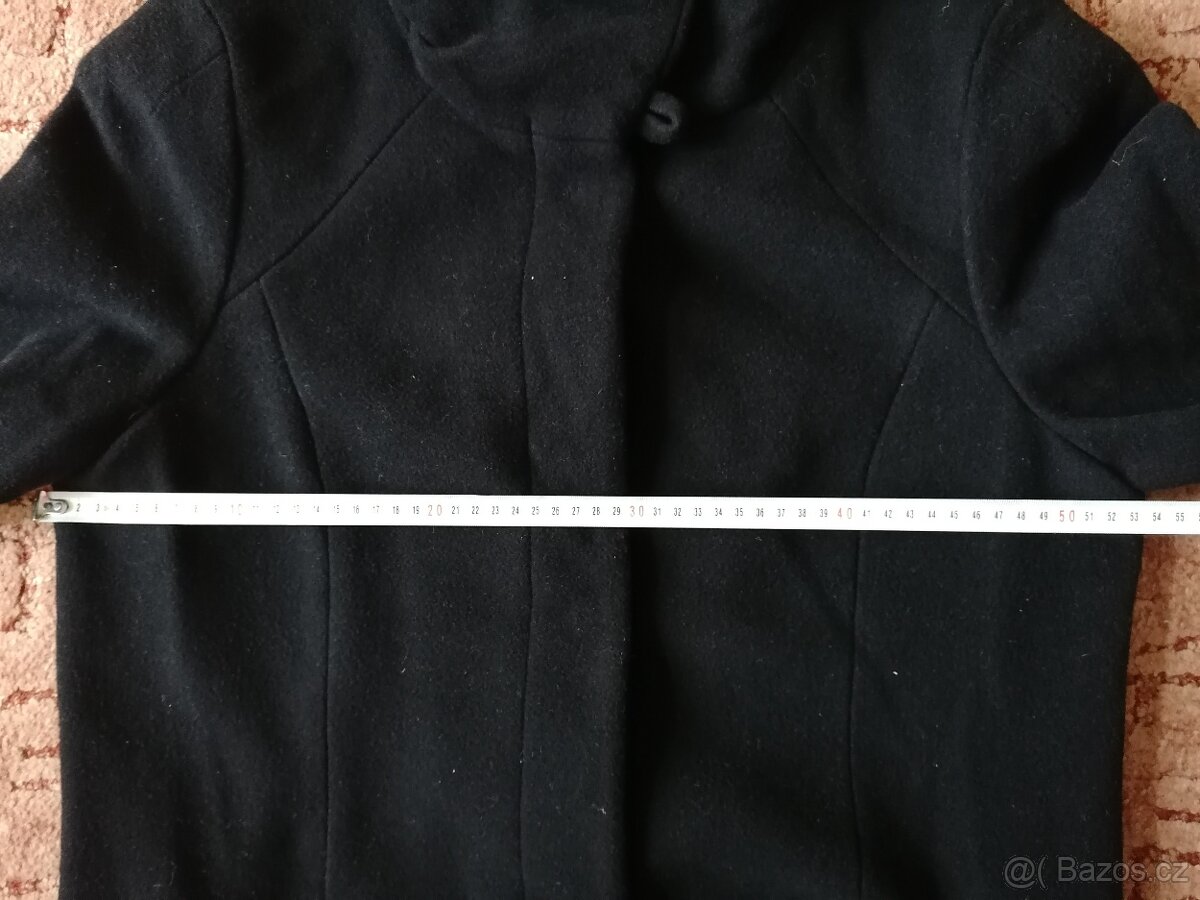 Dámský černý flaušový kabát vel. 38 - 6