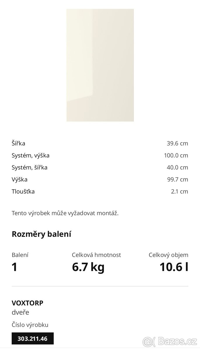 Ikea Voxtorp 40x60, 40x100, 10x40 NOVÉ dvířka, čela ve fólii - 6