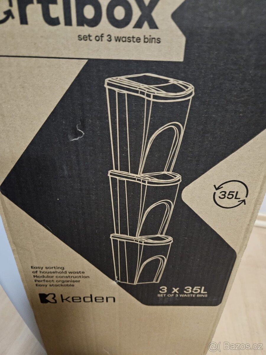 Koše PROSPERPLAST Sortibox 3 × 35 l na tříd. odpad - 6