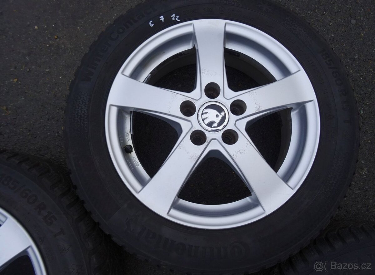 Alu disky na Škoda Fabia, 15", 5x100,ET 38, zimní sada - 6