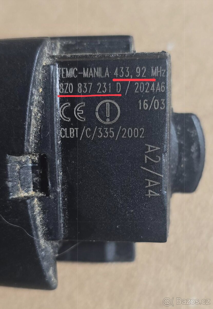Klíč Audi A2 / A4 / S4 / 8Z0837231D. - 6