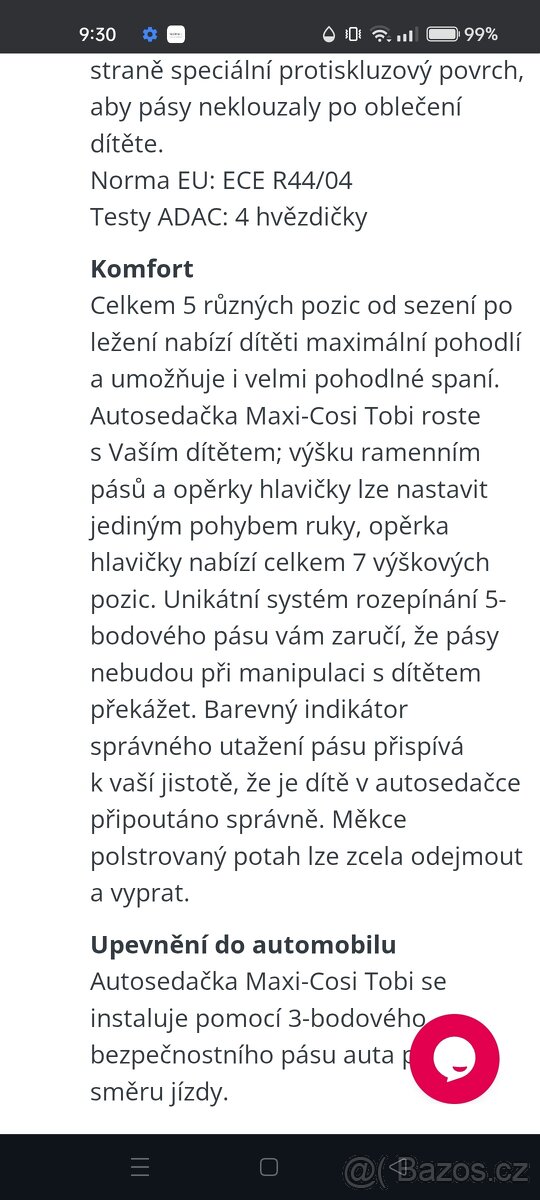 Autosedačka MAXI-COSI 9-18 kg. - 6
