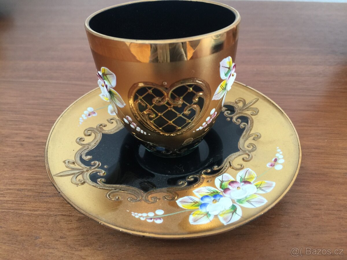 Kávová souprava vysoký smalt zlacená - 6