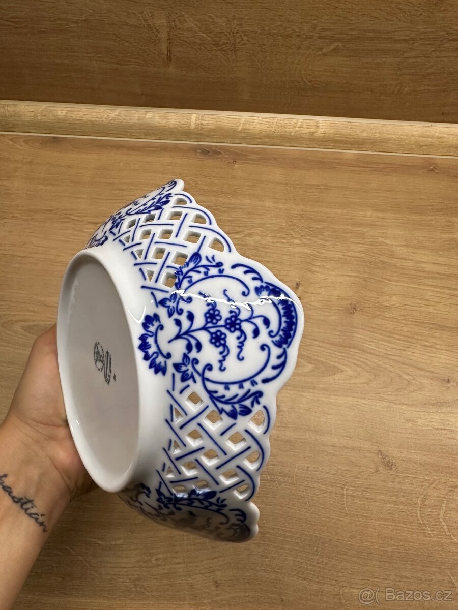 Mísa pětihranná prolamovaná 19 cm, Cibulák, originální z Dub - 6