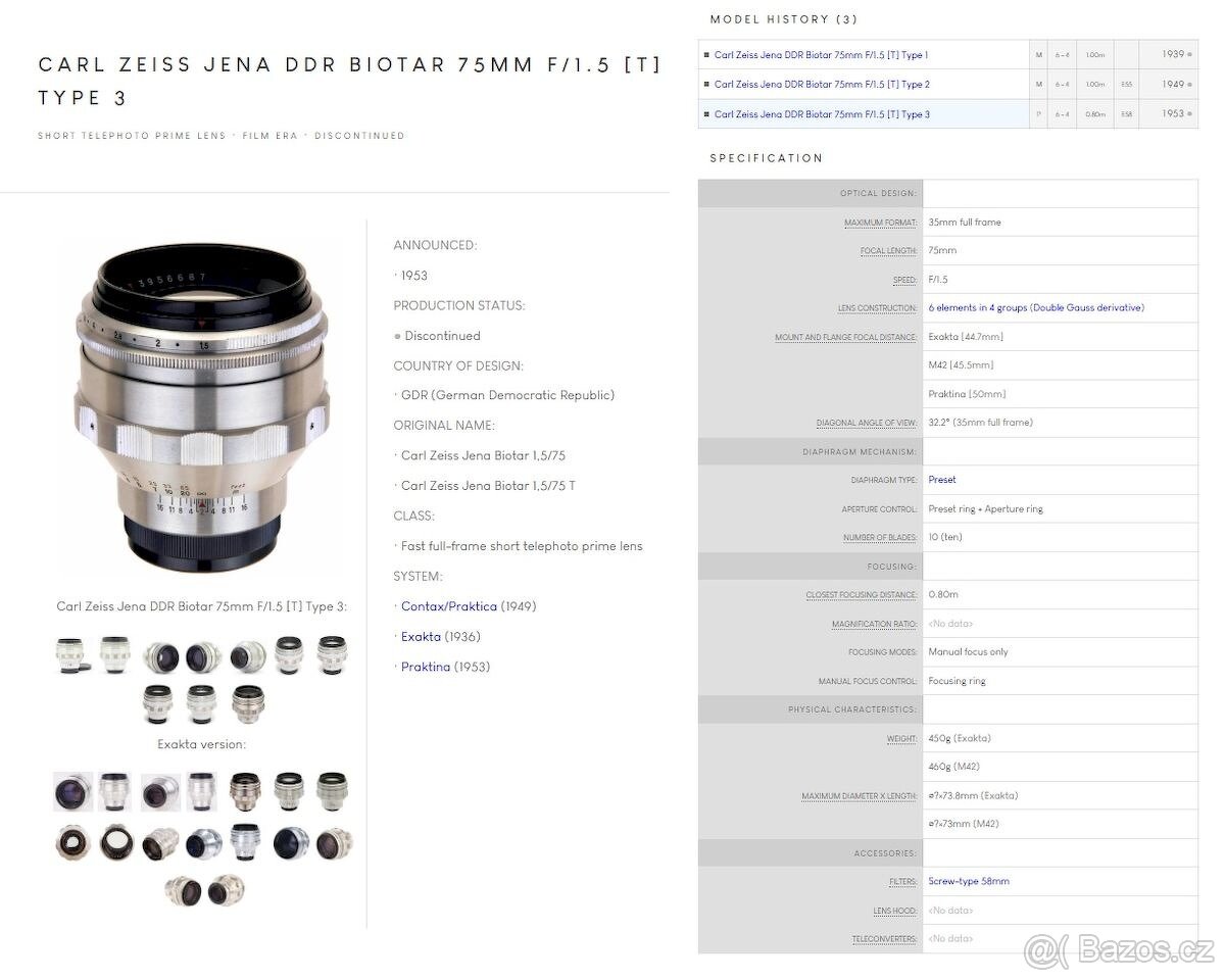 Carl Zeiss Jena Biotar 75mm f/1.5 Exakta Ver. 3, Servis 2025 - 6